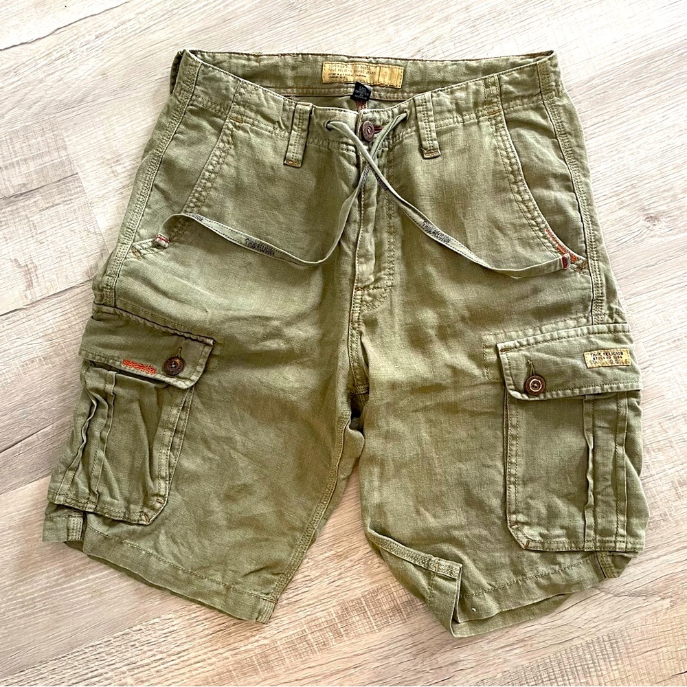 Mens TRUE RELIGION LINEN CARGO SHORTS
